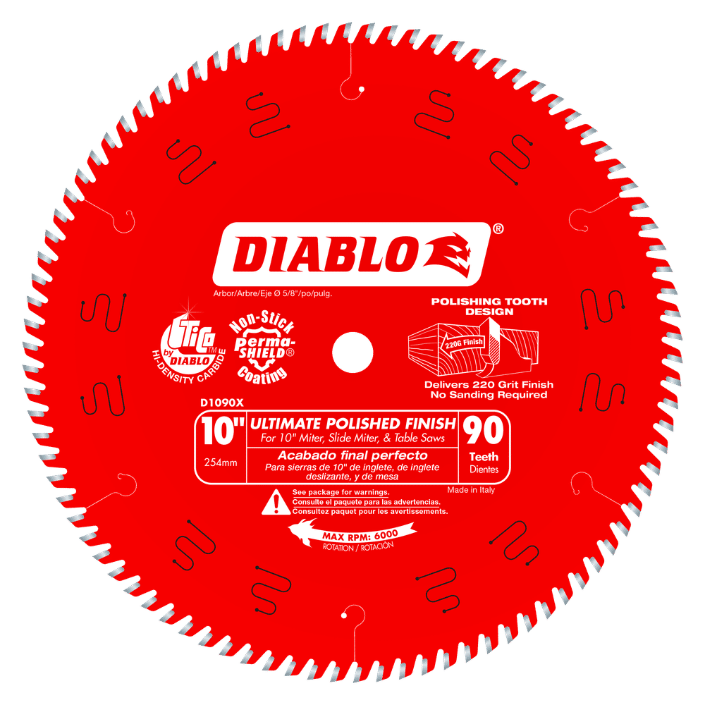 D1090X Saw Blades Wood Cutting Ultimate Polished Finish Diablo Tools