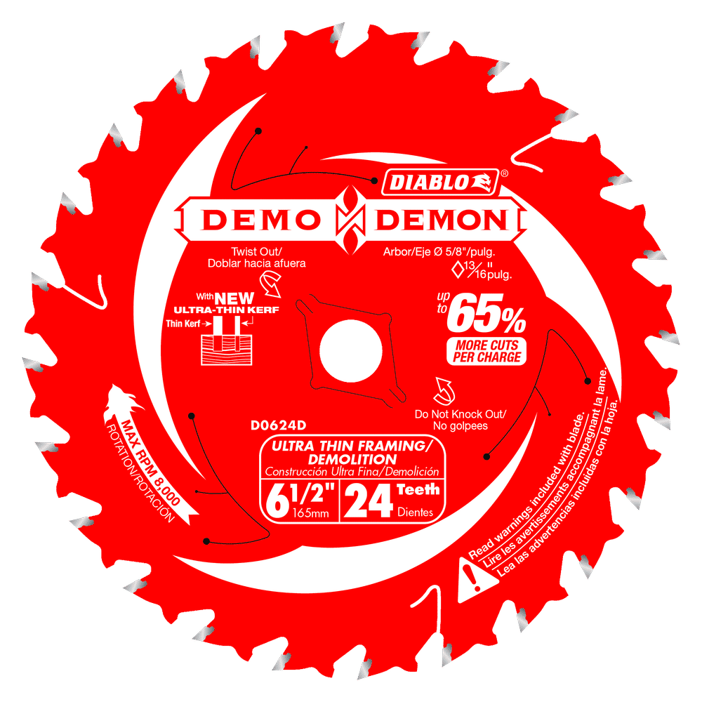 Freud D0624X Diablo 6-1/2-Inch 24-Tooth ATB Framing Saw Blade 5/8-Inch Arbor (4 Pack)