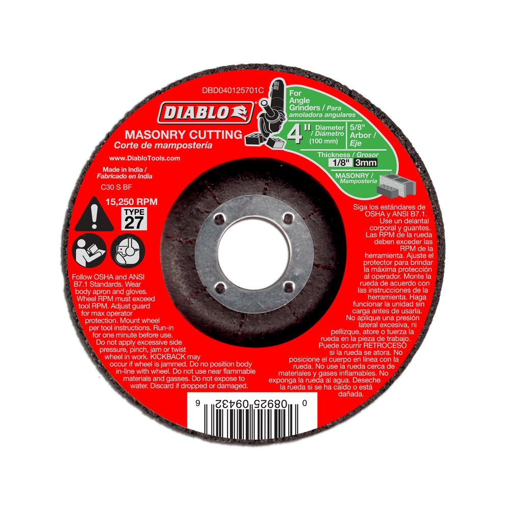 DBD040125701C CutGrind Masonry Cutting Bonded Abrasive Diablo