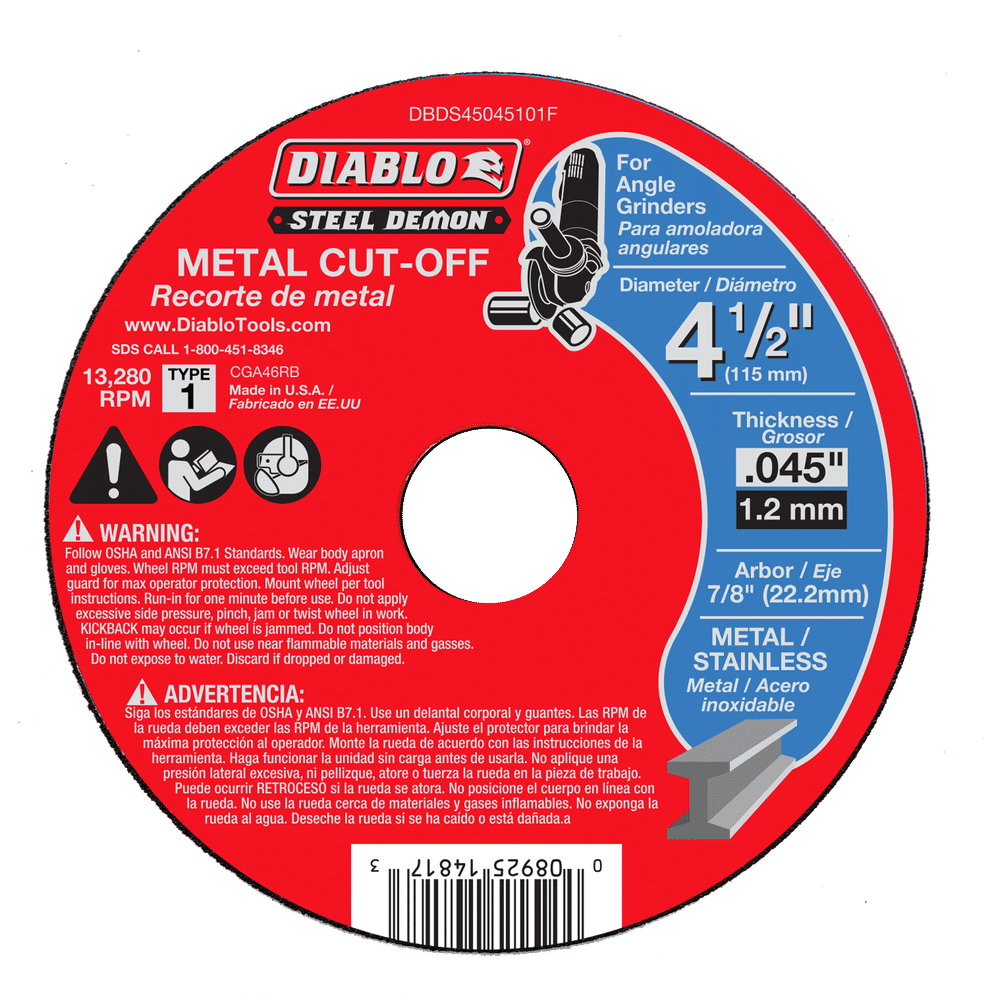 DBDS45045101F CutGrind Metal Cutting Bonded Abrasive Diablo Tools