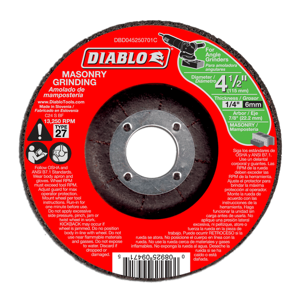 Masonry grinding outlet wheel