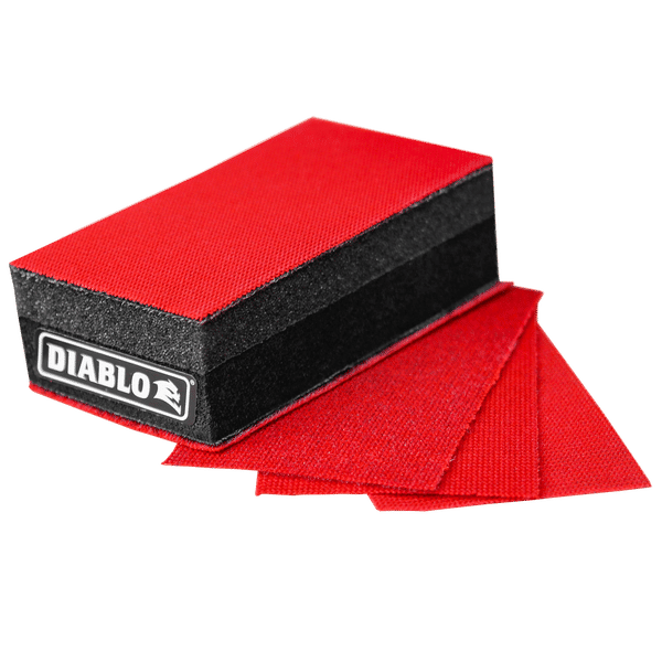 Sanding block 120 deals grit