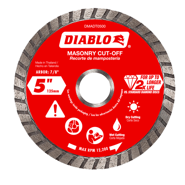 BOSCH DBT0501 5-Inch Turbo Rim Diamond Blade – Fast, Precise Cuts In Concrete, Brick & Stone, Fits 7/8-Inch Arbor Angle Grinders