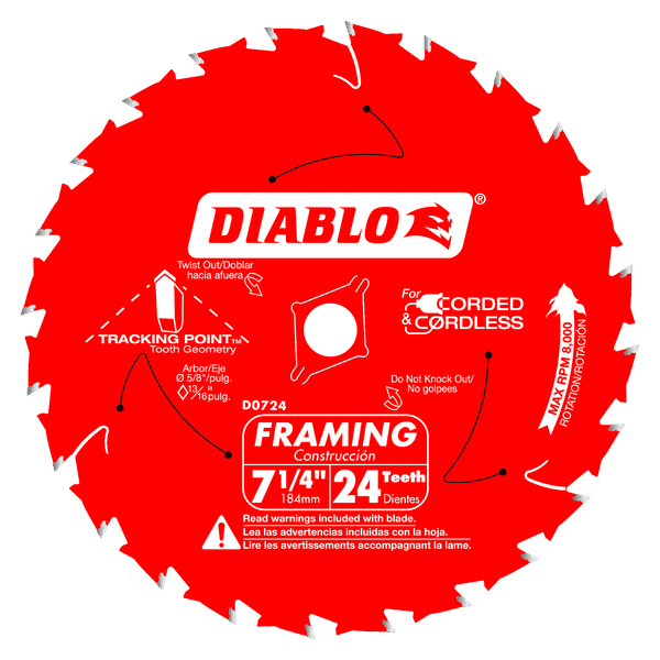 7-1/4 in. x 24-Teeth Tracking Point Framing Saw Blade 7-1/4 in. x 24-Teeth Tracking Point Framing Saw Blade