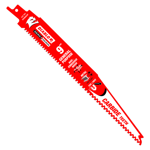 12 in. 6/9 TPI Demo Demon Carbide Tipped Reciprocating Saw Blade for Nail-Embedded Wood (3-Pack) 12 in. 6/9 TPI Demo Demon Carbide Tipped Reciprocating Saw Blade for Nail-Embedded Wood (3-Pack)