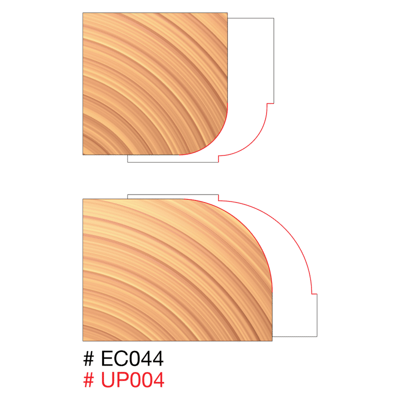 3‑9/16" x 1" x 1‑1/4" Combination 1/4" & 1/2" Round Over Cutters