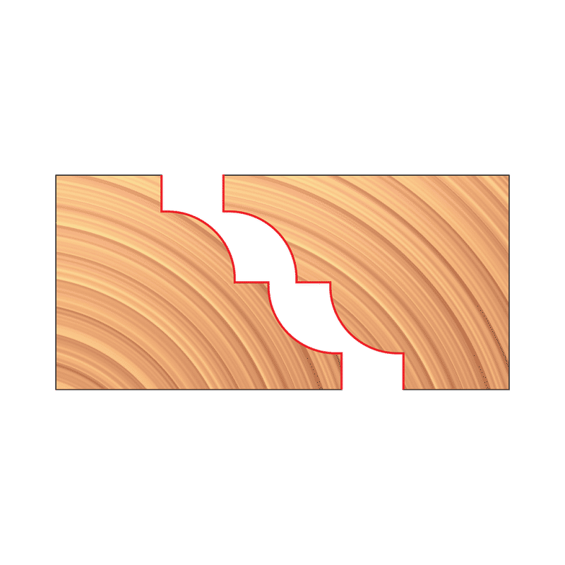 3‑15/16" x 1‑3/32" x 1‑1/4" Matched Reverse Detail Cutters