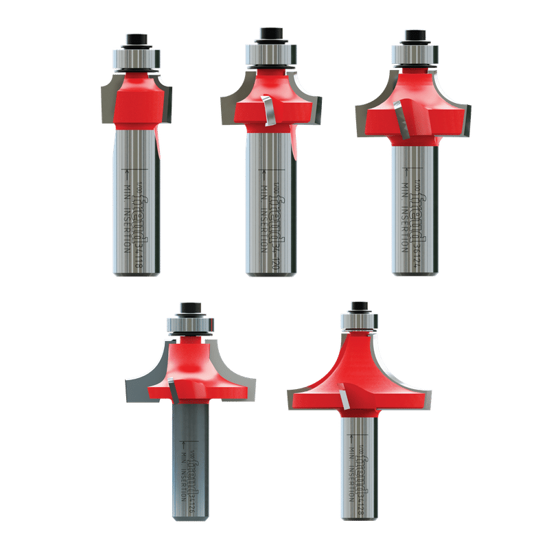 5 Piece Round Over / Beading Bit Set (1/2" Shank)