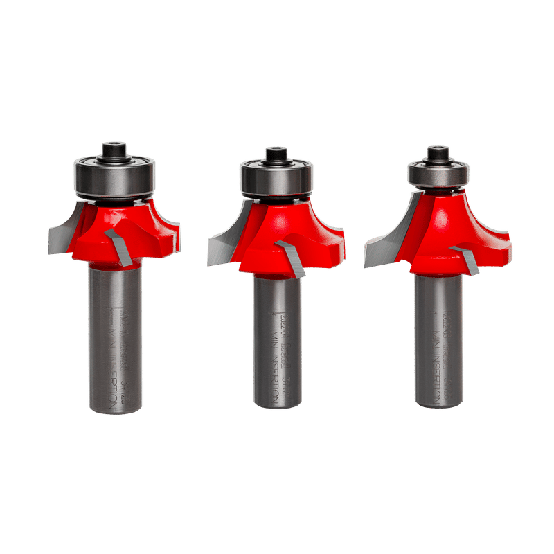 3 Piece Round Over / Beading Bit Sets (1/2" Shank)