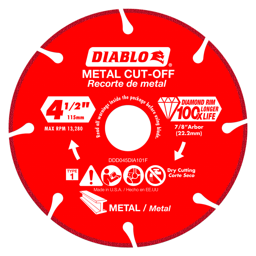 Diablo 5" Diamond Metal Cut-Off Wheel 7/8" Arbor Type 1 For Angle Grinder 
