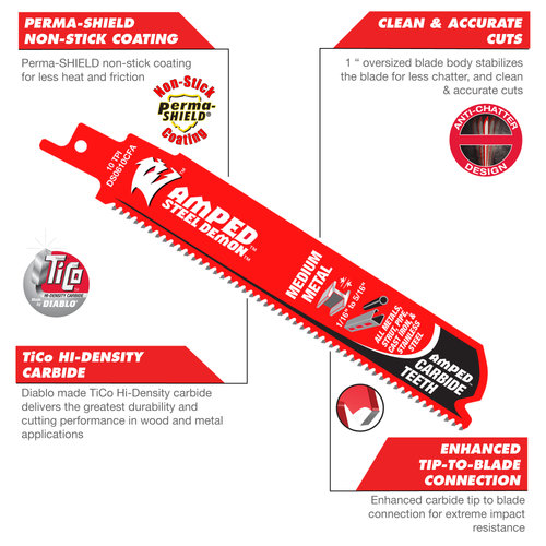 DS0610CFA3 | Recip Blades | Medium Metal | Amped Carbide - Diablo Tools